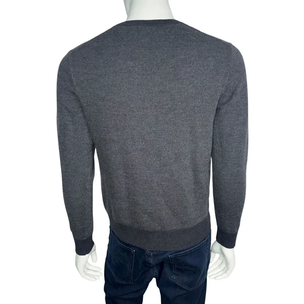 Banana Republic Mens Italian Merino Wool Birdseye Sweater Charcoal Grey Large